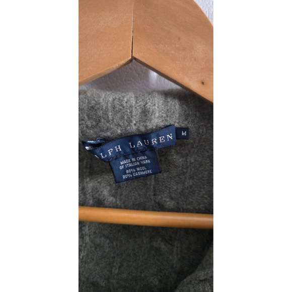 Polo Ralph Lauren Cable‑Knit Wool/Cashmere Cardigan – Castleton Green -Women's M - Picture 4 of 16